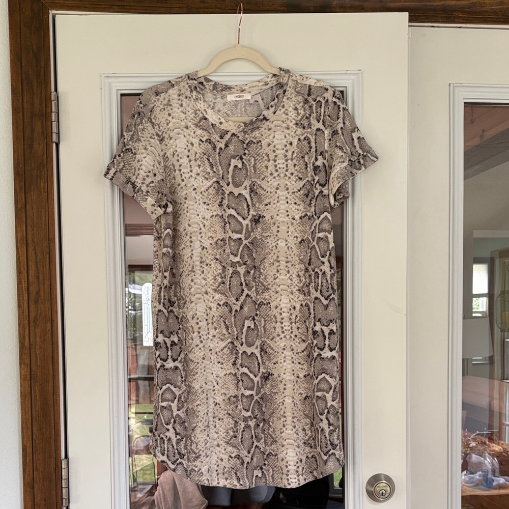 Cherish Snake Print Mini Dress - Gray and Cream size small